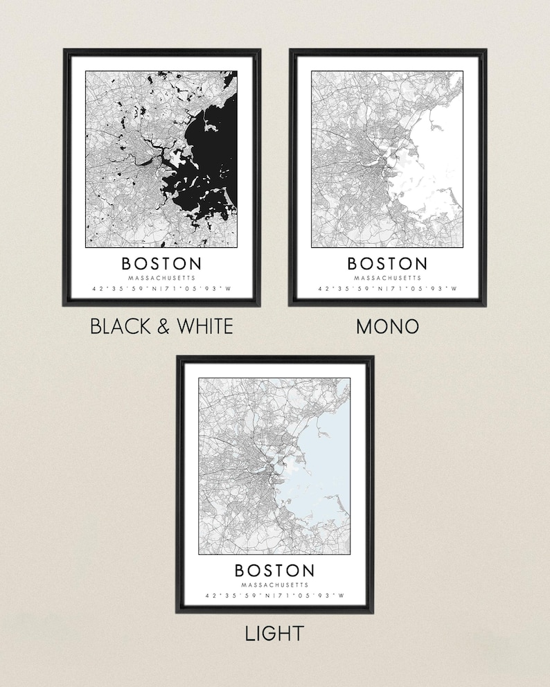 Set of 3 Custom Map Prints, Any Location, Map Print, Custom City Map, Map Poster, Personalized City, Custom Map Gift, Art image 9