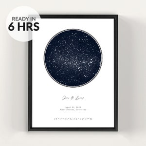 Custom Star Map By Date, Sky On A Date And Location, Night Sky Chart, Engagement Gift, Wedding Gift For Husband, Birthday Gift, Stars Print
