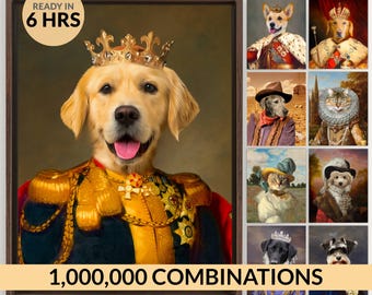 Pet Portrait Print: Regal Dog and Cat Art - Custom from Photo