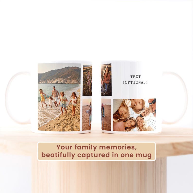 Custom Photo Collage Mug, Your Photo, Your Text, Personalized Photo Mug, Custom Coffee Cup Gift for Family and Friend, Memory Keepsake image 2