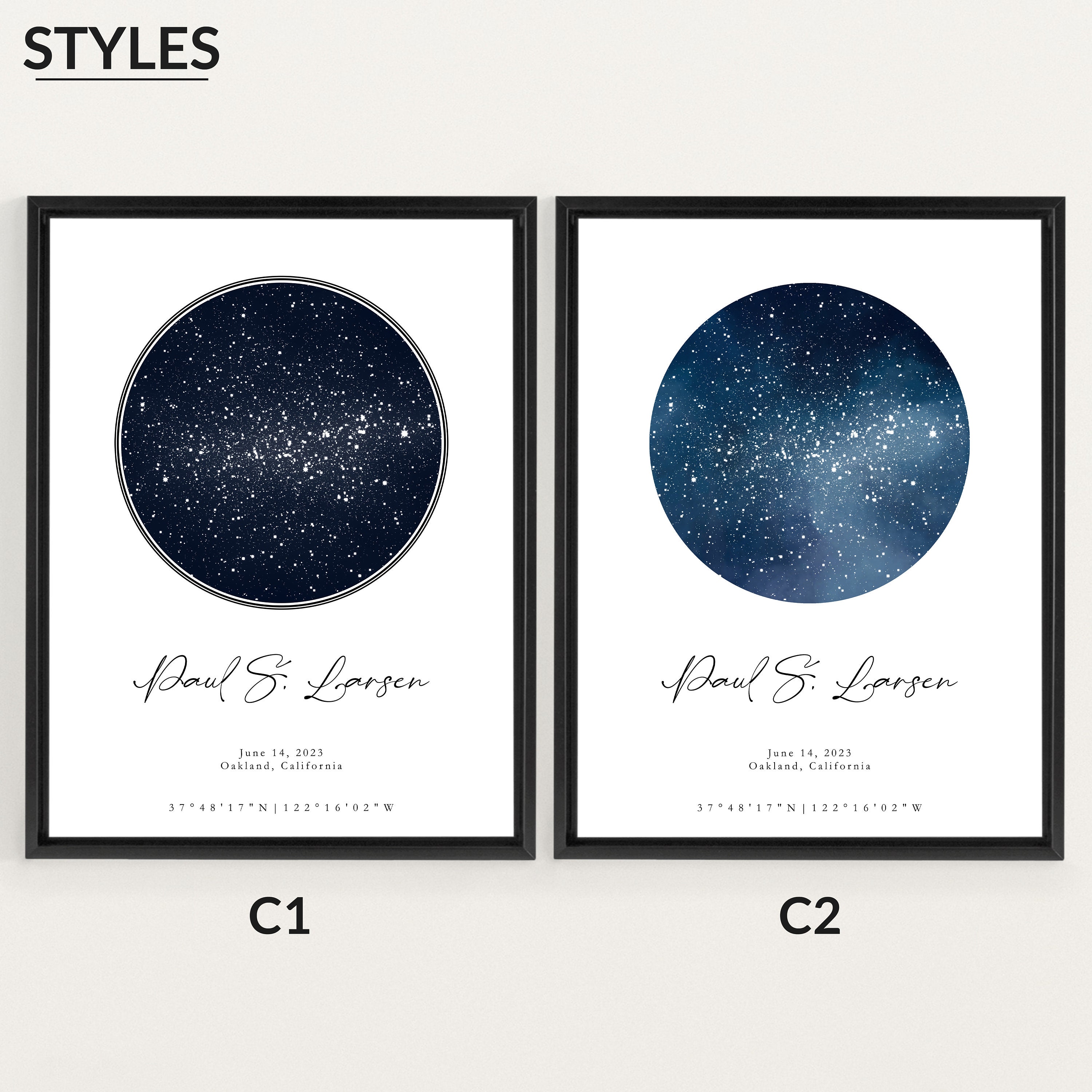 Affiche Personnalisée Carte Du Ciel - Ciel Nocturne à Une Date Précise - Cadre Aluminium - Cadeau Romantique - 4