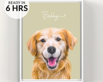 Custom Modern Pet Portrait from Photo | Personalized Dog & Cat Print
