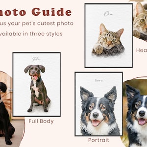 Custom Watercolor Pet Portrait Using Dog Photo, Memorial Pet Portrait, Full Body Pet Art, Pet Remembrance Portrait, Cat Portrait imagem 5
