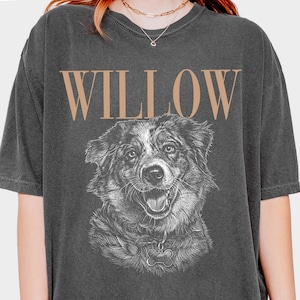 Personalized Dog Portrait Comfort Colors® Shirt, Sketch Style Pet Photo T-Shirt, Custom Pet Photo Tee, Dog Face Tshirt with Name image 3
