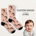 Custom Baby Face Socks, Many Faces Custom Parent Gift, Cute Baby Picture on Socks, Customized Christmas Gift for Parents, Baby Gift