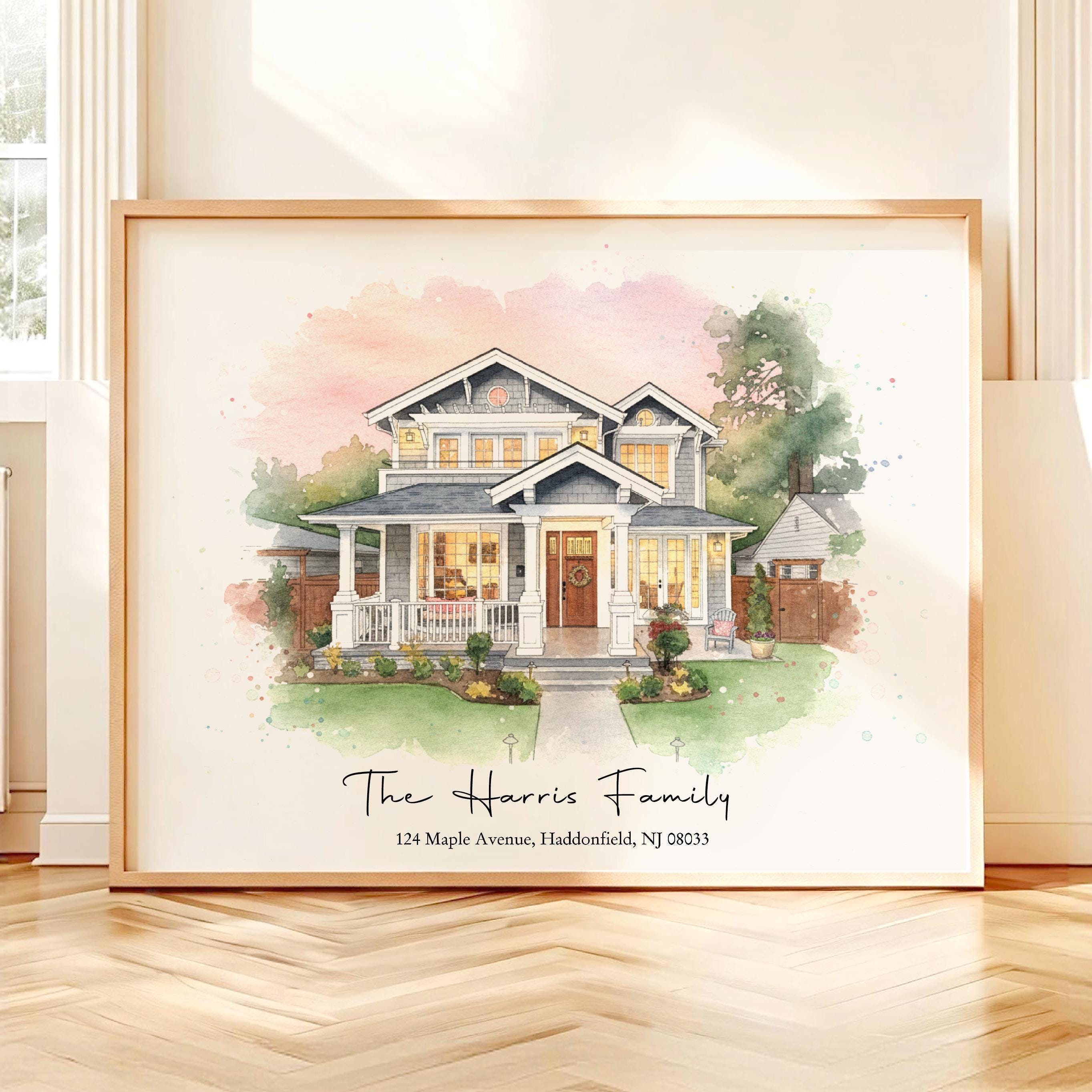 Custom Watercolor House Portrait From Photo | Our First Home ...
