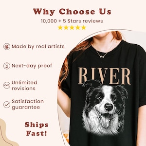 Personalized Dog Portrait Comfort Colors® Shirt, Sketch Style Pet Photo T-Shirt, Custom Pet Photo Tee, Dog Face Tshirt with Name image 14