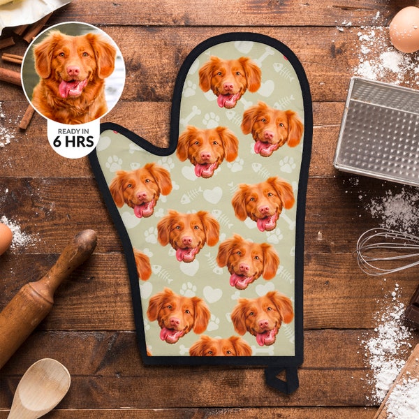 Custom Oven Mitt From Photo, Personalized Pet Oven Mitt, Cat Oven Gloves, Pet Portrait, Custom Oven Mitt, Christmas Gift, Dog Owner Gift