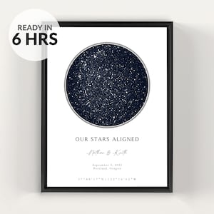 Digital Custom Star Map By Date, Custom Star Map, Engagement Where We Met Gift, Boyfriend, Sky Chart, First Date Print, Girlfriend Gift - D1