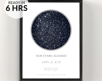 Digital Custom Star Map By Date, Custom Star Map, Engagement Where We Met Gift, Boyfriend, Sky Chart, First Date Print, Girlfriend Gift - D1