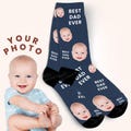 Best Dad Ever Socks, Socks with Custom Photo and Text for Father's Day