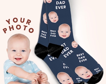 Best Dad Ever Socks, Socks with Custom Photo and Text for Father's Day