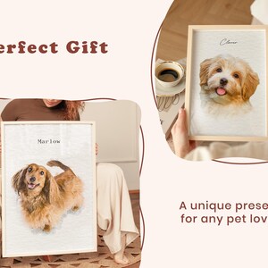 Custom Watercolor Pet Portrait Using Dog Photo, Memorial Pet Portrait, Full Body Pet Art, Pet Remembrance Portrait, Cat Portrait imagem 2