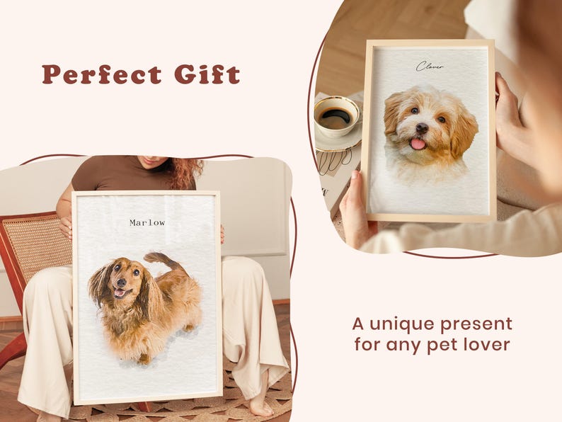 Custom Watercolor Pet Portrait Using Dog Photo, Memorial Pet Portrait, Full Body Pet Art, Pet Remembrance Portrait, Cat Portrait imagem 2