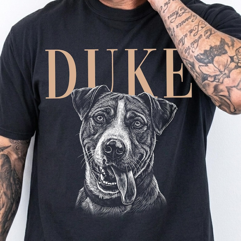 Personalized Dog Portrait Comfort Colors® Shirt, Sketch Style Pet Photo T-Shirt, Custom Pet Photo Tee, Dog Face Tshirt with Name image 13
