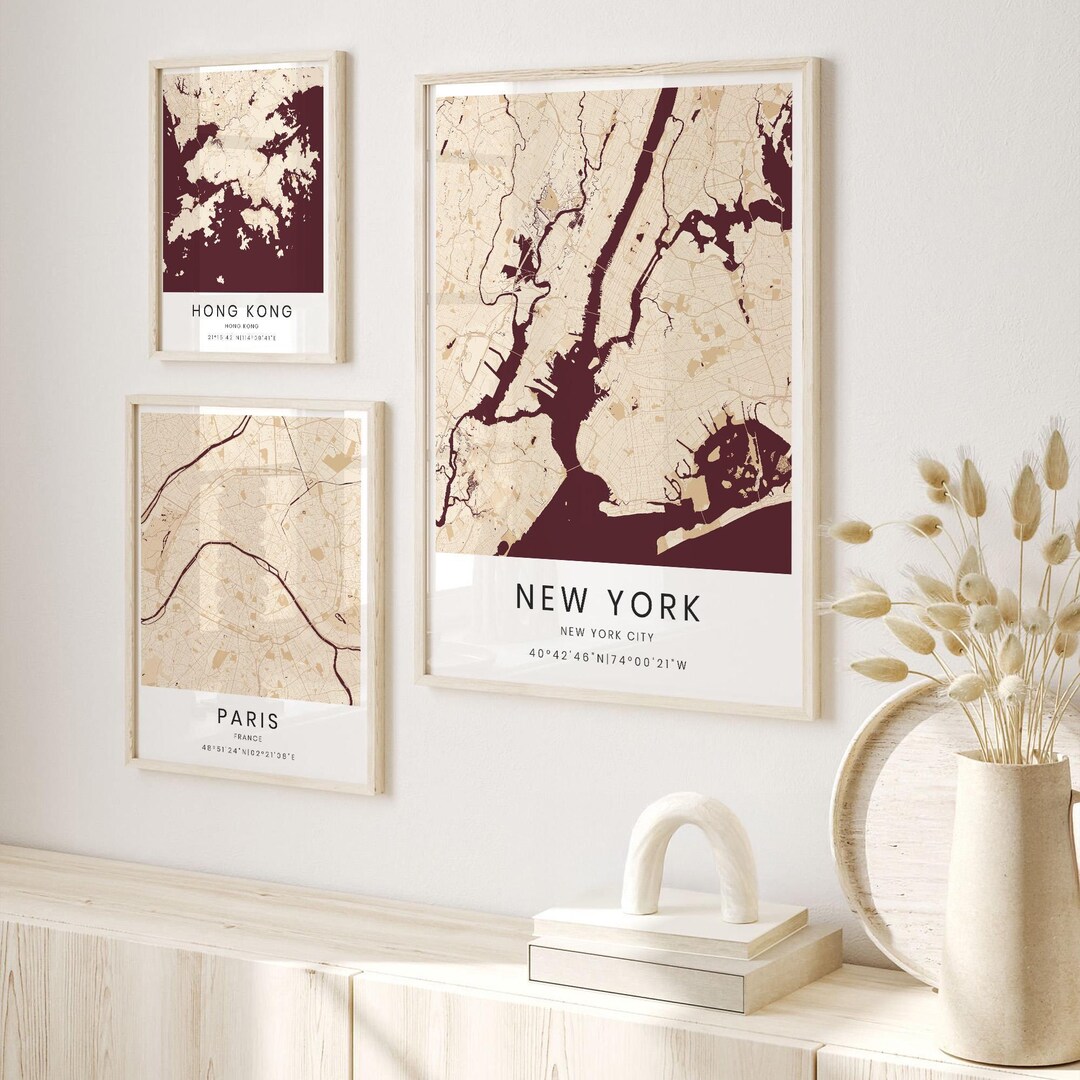 Map Generic Pastel Personalized City Map Print, Pastel Colors (any Location, Framed or ...