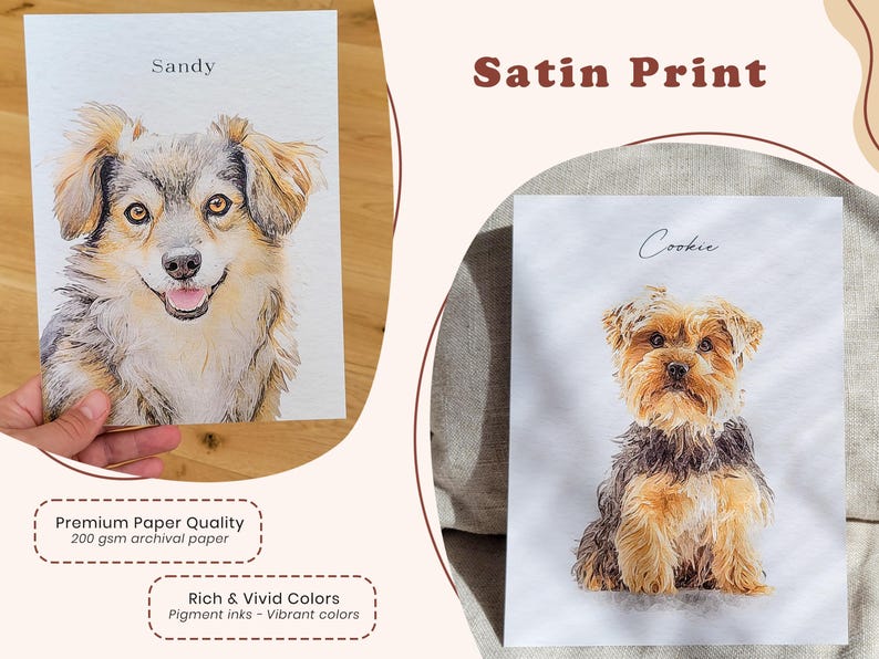 Custom Watercolor Pet Portrait Using Dog Photo, Memorial Pet Portrait, Full Body Pet Art, Pet Remembrance Portrait, Cat Portrait imagem 8