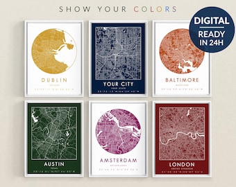 Digital Custom City Map Travel Souvenir | Personalized Vacation Memory Wall Art