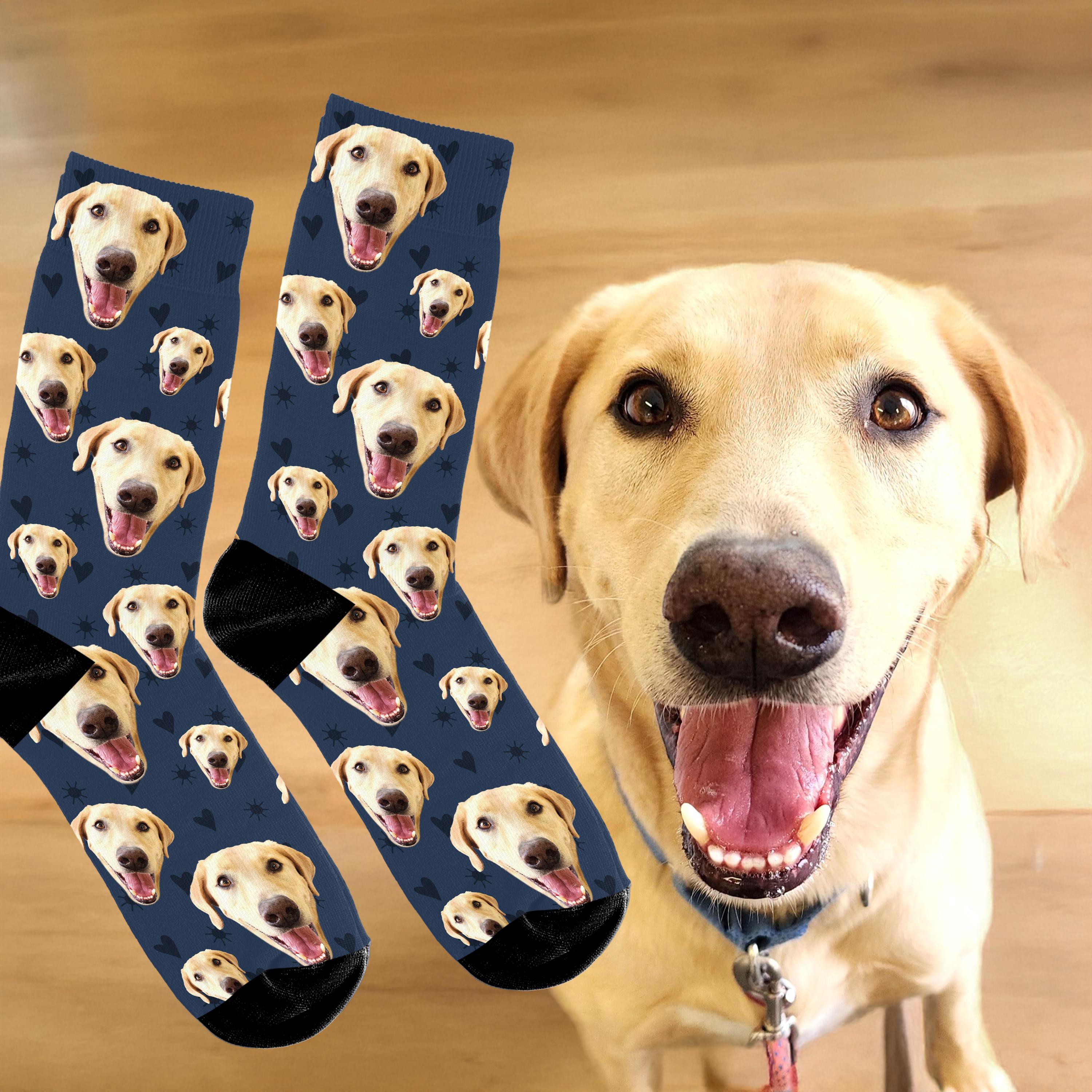 Custom Pet Face Socks from Photo Personalized Dog Cat Mom Dad Gift