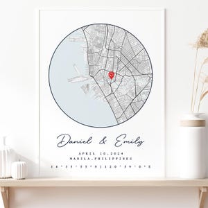 Custom Anniversary Map, Engagement Gift, Where We Met Map, Custom City Map, Map with Custom Date and Location, Map Gift with Custom Names