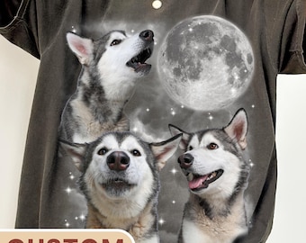 Comfort Colors® Custom Pet T-Shirt | Dog Howling at Moon Photo Tee | Custom Tshirt