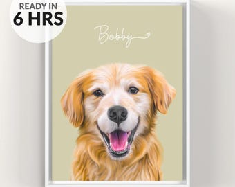 Digitales individuelles Tierportrait vom Foto | Druckbare Katze & Hund Kunst