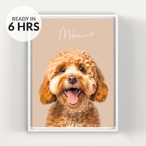 Digital Pet Portrait, Custom Pet Portrait, Pet Portrait From Photo, Dog Portrait, Custom Dog Portrait, Cat Portrait, Cat Mom Gift image 1