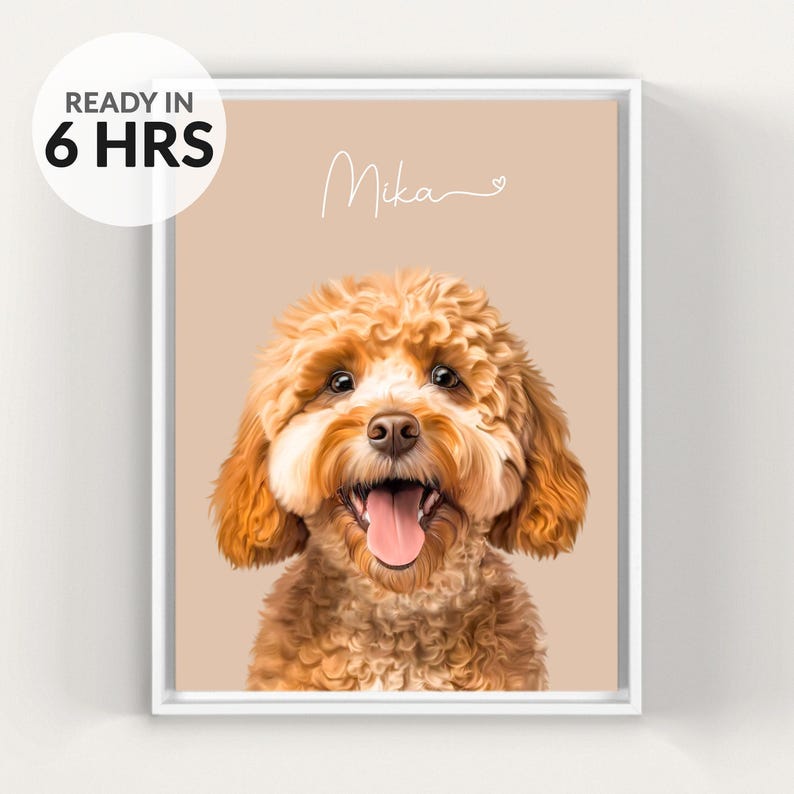 Digital Pet Portrait, Custom Pet Portrait, Pet Portrait From Photo, Dog Portrait, Custom Dog Portrait, Cat Portrait, Cat Mom Gift image 1