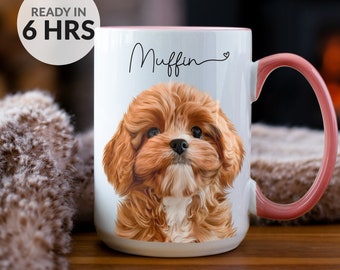 Custom Pet Mug, Coffee Mug Gift, Photo to Painting, Pet Picture, Animal Portrait, Digital Picture, Cat Dog Gifts, Pet Parent, Christmas Gift