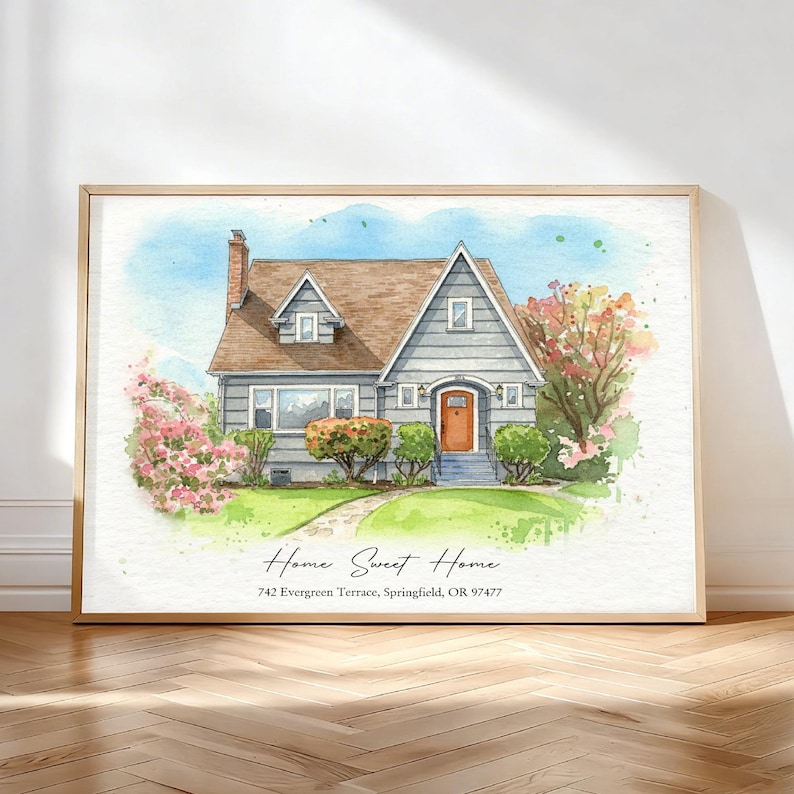 Custom Watercolor House Portrait From Photo | Our First Home ...