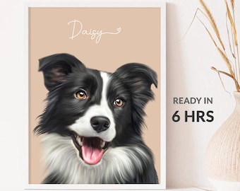 Pet Portrait, Custom Pet Portrait, Pet Portrait Custom, Dog Mom, Cat Portrait, Modern Animal Canvas Painting, Personalized Gift Idea, P1