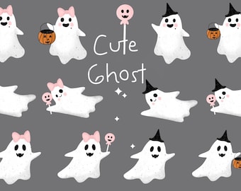 Halloween, cute baby ghost, kawaii ghost clipart, Ghost Clipart