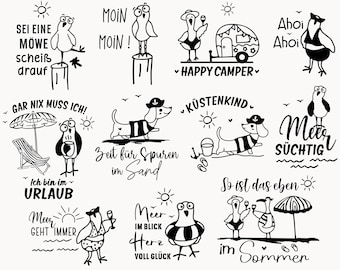 Plotterdatei Maritim, Möwen svg, Paquete Náutico Alemán, Moin Plotterdatei,Maritim svg, Leuchtturm svg, Clipart Náutico, Cricut Sommer png
