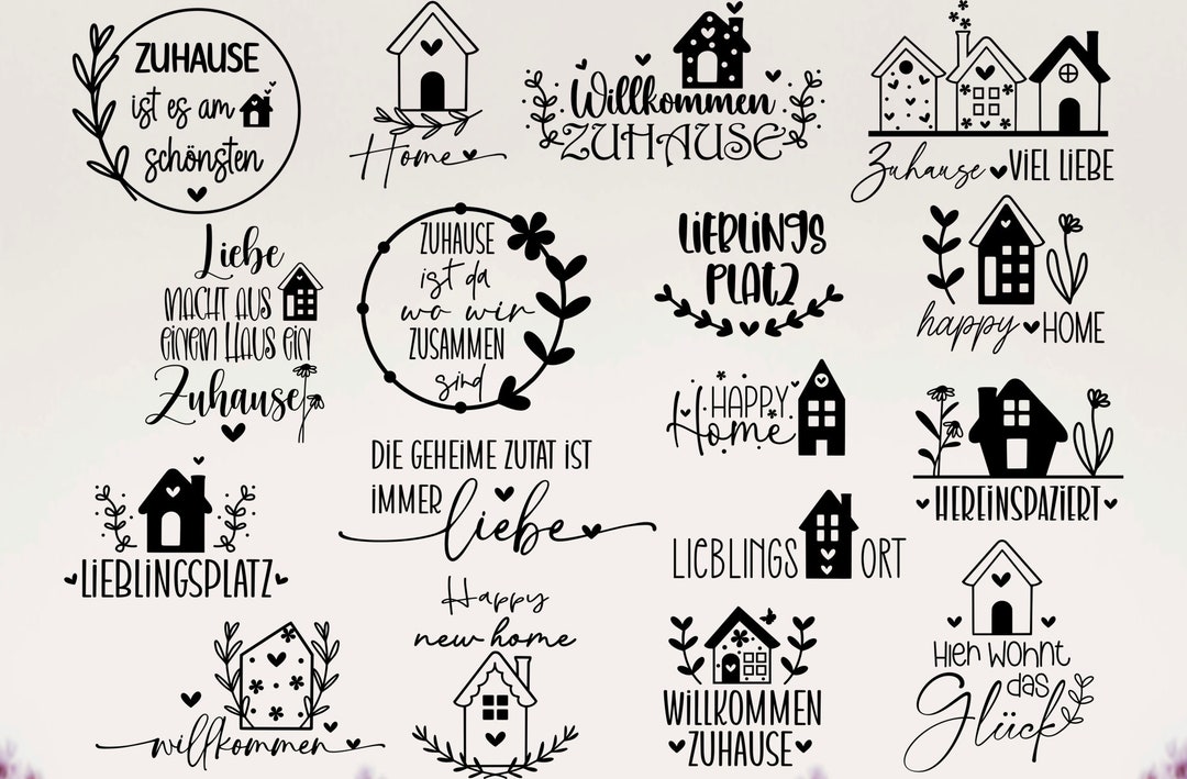 Deutsche Haus Plotterdatei svg, Haus Herz Liebe svg, Zuhause Schriftzug
