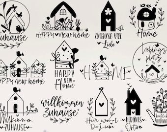 Plotterdatei Home svg, Plotterdatei Frühling Svg ,Zuhause Schriftzug Sprüche svg, Plotterdateien, Cricut Silhouette Plotterdatei