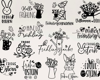 Plotterdatei Frühling SVG, Plotterdatei Ostern SVG, Plotterdatei Frohe Ostern SVG, Plotterdatei Hallo Frühling Svg