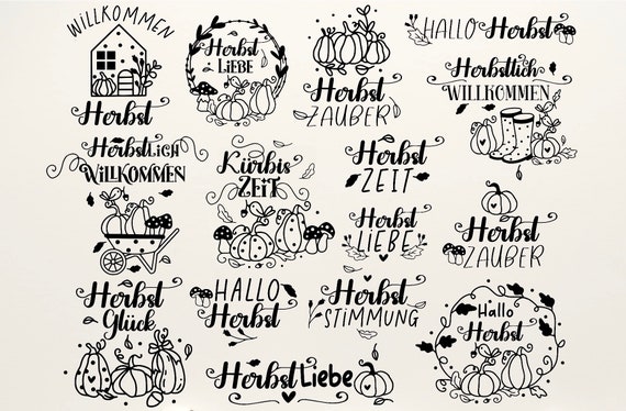 Deutscher Herbst Plotterdatei SVG DXF ,Cricut Silhouette Studio Plotterdatei ,Herbstzauber,  ,Hallo Herbst ,Herbstgrüße SVG Kürbis Blatt svg