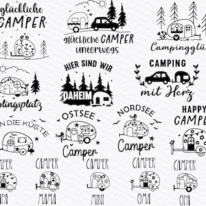 Plotterdatei Camping Wohnwagen SVG, Plotterdatei Camper, Camping Sprüche, Camping Schriftzüge, Camper Dxf, Nordsee Camper, Camping mit Herz