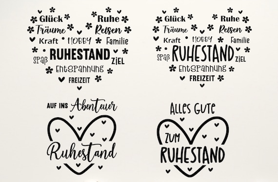 Plotterdatei Ruhestand Svg, Abschied Rente Herz svg, Rentner svg, Abschied Kollegen Spruch für Cricut Silhouette, Plotterdatei svg