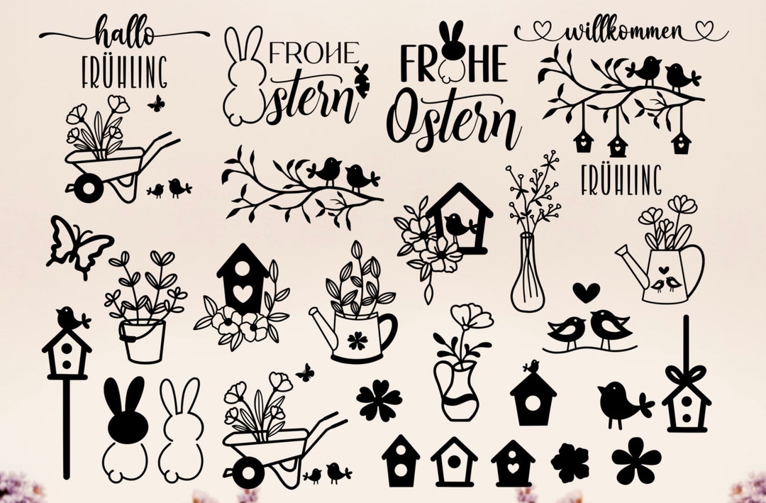 Plotterdatei Frühling SVG, Frohe Ostern Plotterdatei SVG, Plotterdatei ...