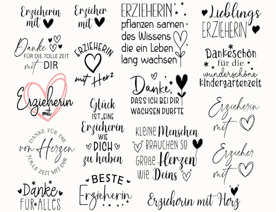 Plotterdatei Erzieherin, Erzieherin mit Herz Svg, Kindergarten Abschied Svg, Danke Svg, Erzieherin Geschenk,Deutsche Sprüche,Ploterdatei dxf