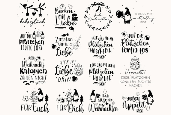 Deutsche Plotterdatei backen Weihnachten ,Backen svg Bundle ,Plätzchen svg ,Laserdatei Keksglas, Weihnachten Svg,  Cricut Silhouette