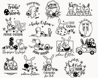 Deutsche Ostern Plotterdatei Bundle svg, Ostern Designs deutsch, Ostern Cricut Silhouette,Ostern Schriftzüge, Frohe Ostern Svg