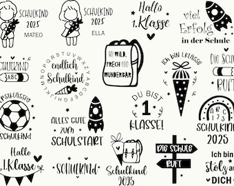 Deutsche Plotterdatei Einschulung Svg,  Schulkind 2025 Svg, Schultüte Svg, Einschulung Geschenk Schulanfang