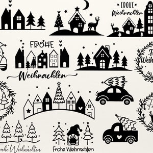 Weihnachten Plotterdatei svg , Weihnachtsszene SVG PNG, Bundle Home Schriftzüge Weihnachten deutsch, Christmas svg