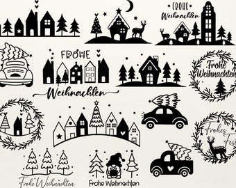 Weihnachten Plotterdatei Svg ,  Weihnachtsszene SVG PNG, Bundle Home Schriftzüge Weihnachten deutsch, Christmas svg
