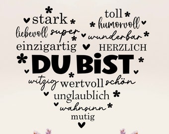 Date du traceur Herz Du bist, Date du traceur Herz svg, Date du traceur Muttertag, Date du traceur svg