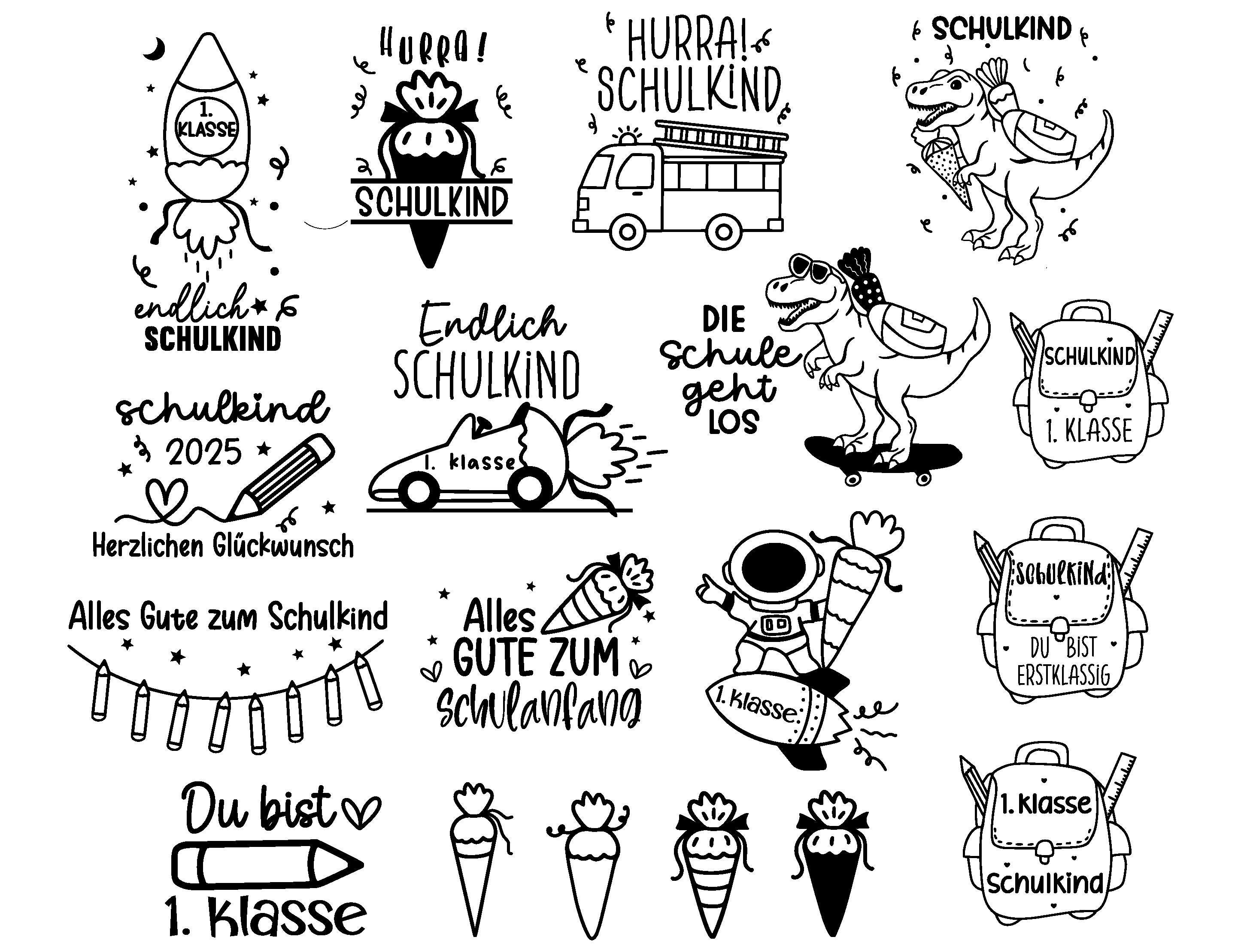 Deutsche Plotterdatei Einschulung svg png ,Schulstart svg , Schulanfang Sprüche , Cricut Silhouette , Einschulung Geschenk Schulanfang png