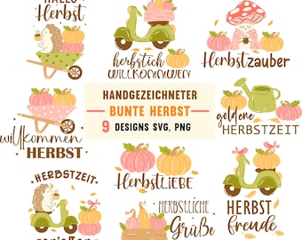 Plotterdatei Herbst, Herbst svg, Herbst Clipart, Herbst png, Hallo Herbst, Laserdatei Herbst, Kürbis svg, Igel svg