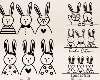 Plotterdatei Osterhase SVG, Plotterdatei Frühling, Frohe Ostern Plotterdatei SVG, Bunny Art Wreath Egg Cricut Brother Canvas Silhouette